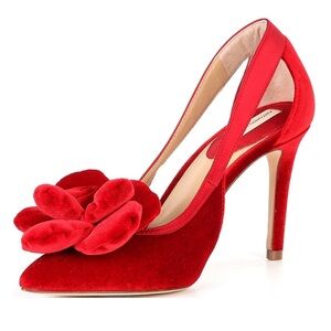 🌸NEW ANTONIO MELANI RED VELVET WOMEN’S SHOES 👠 Size 8 WOTH BOX.